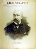 Original Old Antique Print 1895 Portrait Faure President France Havre Building