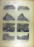 Original Old Antique Print 1895 Buildings University Lille Calais Monument 19th