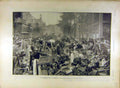 Original Old Antique Print 1895 Lhermitte Les-Halles Market Street People 19th