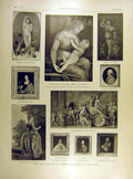 Original Old Antique Print 1898 Fine Art French Museum Chantilly 19th