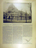 Original Old Antique Print 1898 Museum Gallerey Reptile Mastedon Dinosaurs 19th