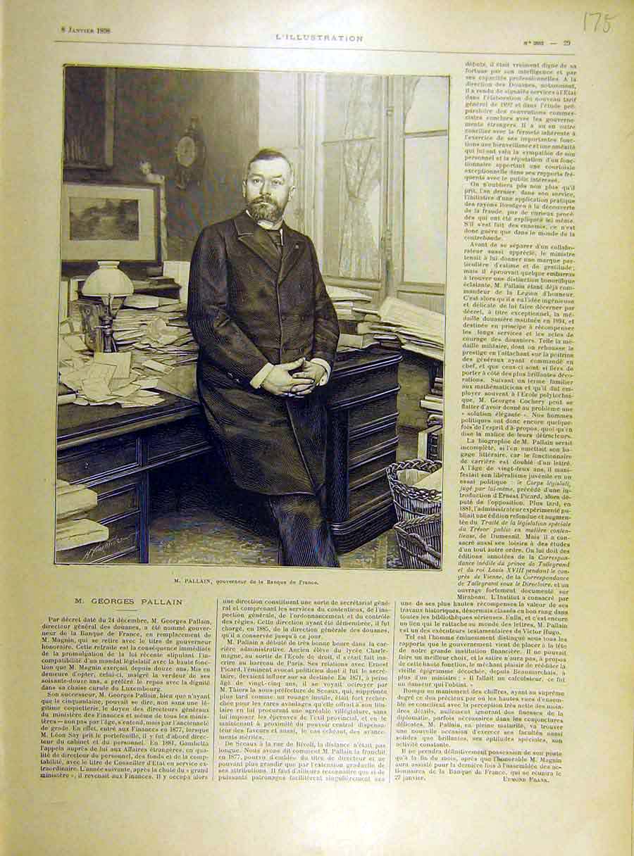 Original Old Antique Print 1898 Portrait Georges-Pallain French 19th