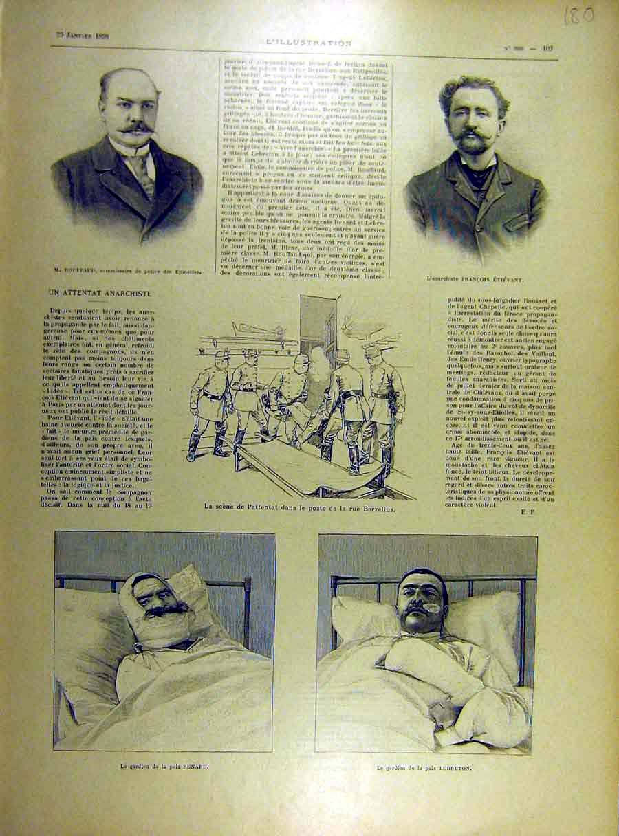 Original Old Antique Print 1898 Rouffaud Etievant Berzelius Hospital Renard 19th