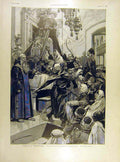 Original Old Antique Print 1898 Jerusalem Flagellation Religious Worship 19th
