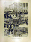 Original Old Antique Print 1898 Milan Unrest Italy Troops Italian French 19th