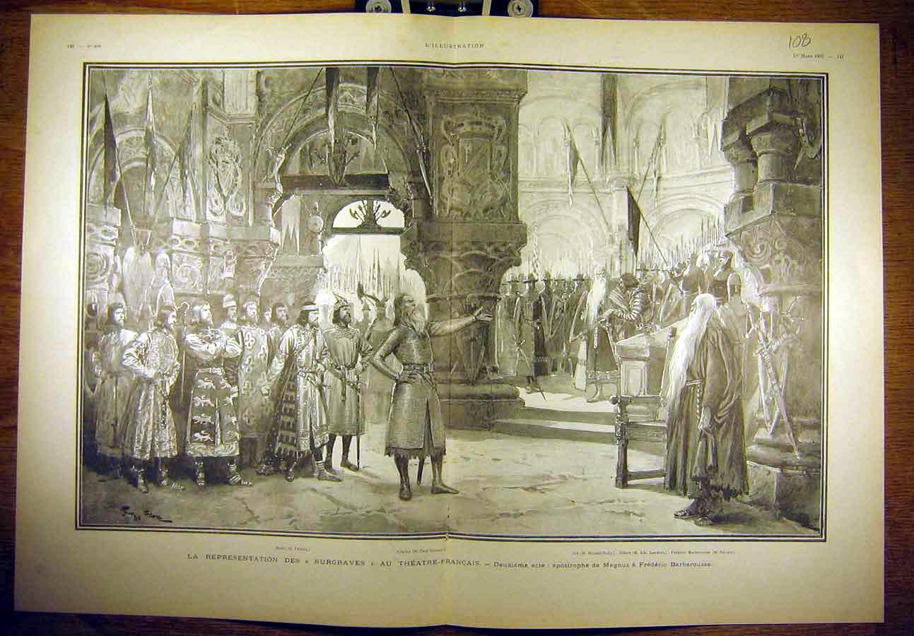 Old Antique Print 1902 Representation Burgraves Theatre Francais French 20th