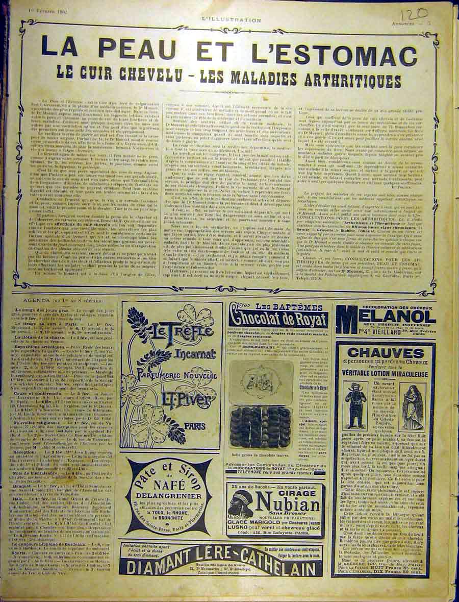 Original Old Antique Print 1902 Advert Diamant Melanol Nubian L'Estomac French