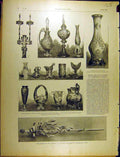 Original Old Antique Print 1902 Russia Alexander Vase Pottery French 20th