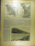 Original Old Antique Print 1902 Map Martinique St. Pierre Port Pelee French 20th