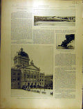 Original Old Antique Print 1902 Berne Parliament Biulding Beach Whale French