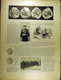Original Old Antique Print 1902 Medallion Corneille Moliere Racine Hugo French
