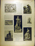 Original Old Antique Print 1902 Statue Falguire Marble Paris Abel French 20th