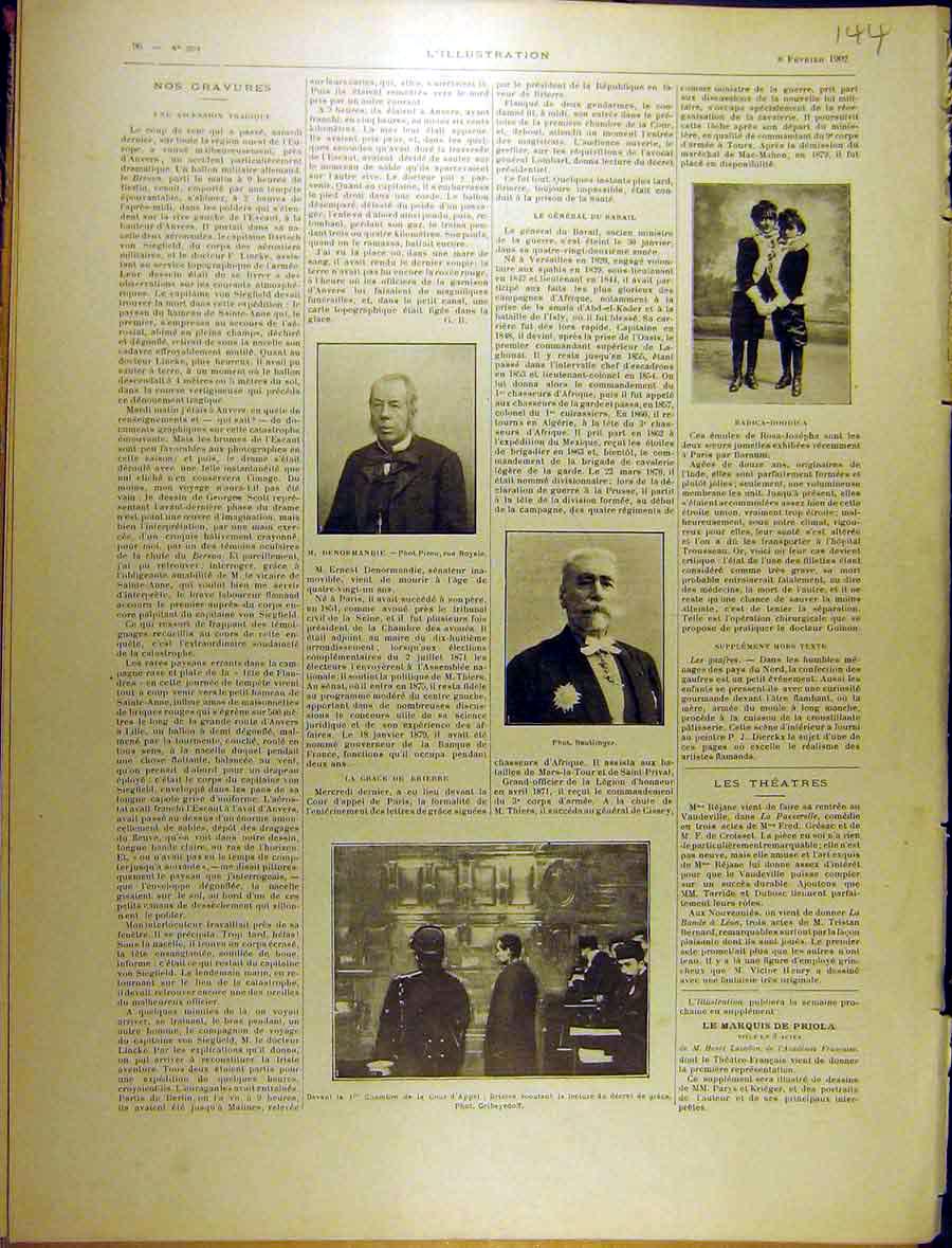 Original Old Antique Print 1902 Portrait Denormandie Reutlinger Doodica French