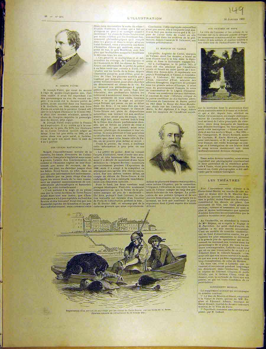 Old Antique Print 1902 Portrait Pietri Marquis Valmar Mapa Victim French 20th