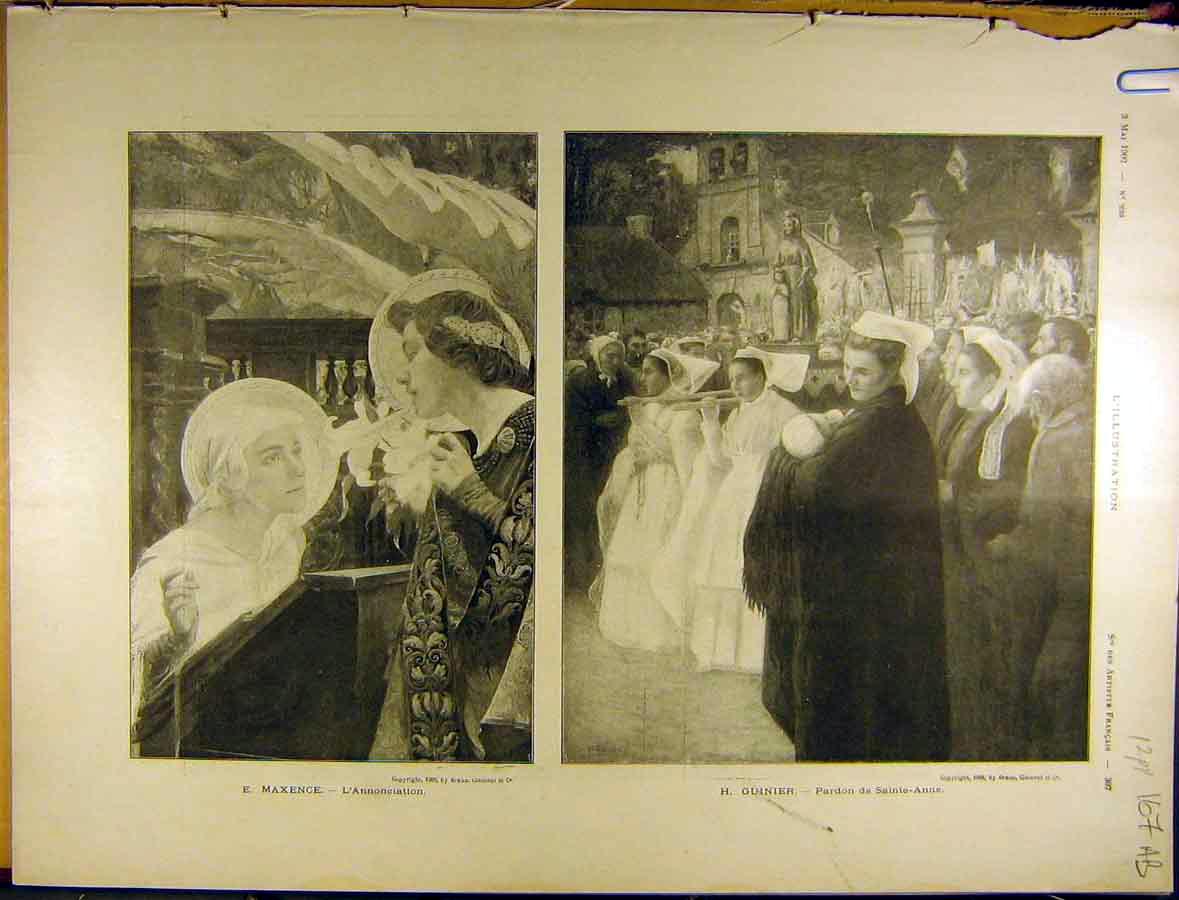 Original Old Antique Print 1902 Maxence Guiner Fine Art French Rixens 20th