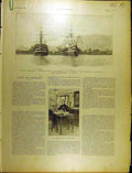 Old Antique Print 1902 L'Ecole Canonnage Ship Krantz Couronne Initiation 20th