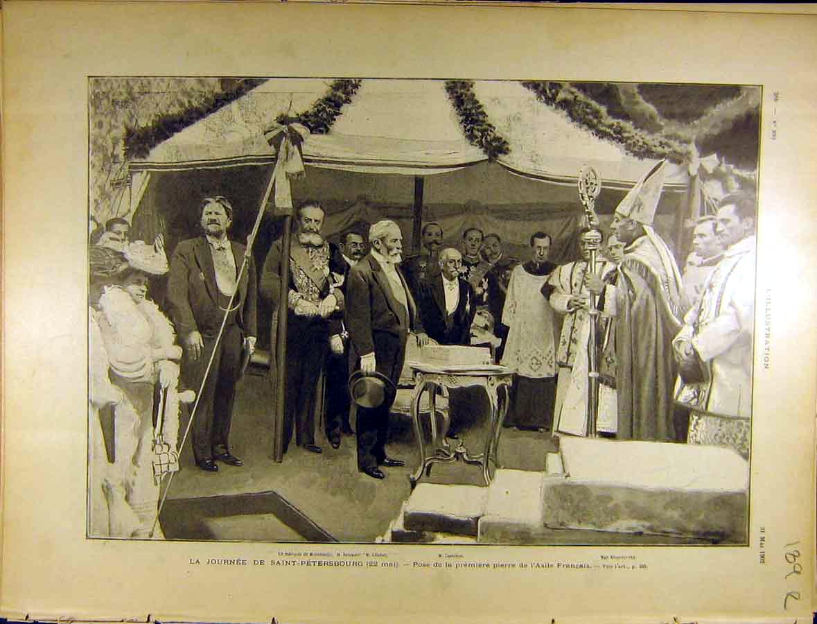 Old Antique Print 1902 St. Petersburg Alexander President Visit Krasnoe 20th