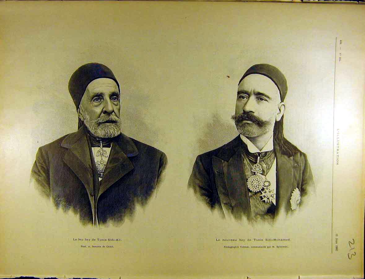 Original Old Antique Print 1902 Portrait Tunisia Sidi Ali Mohamed French 20th