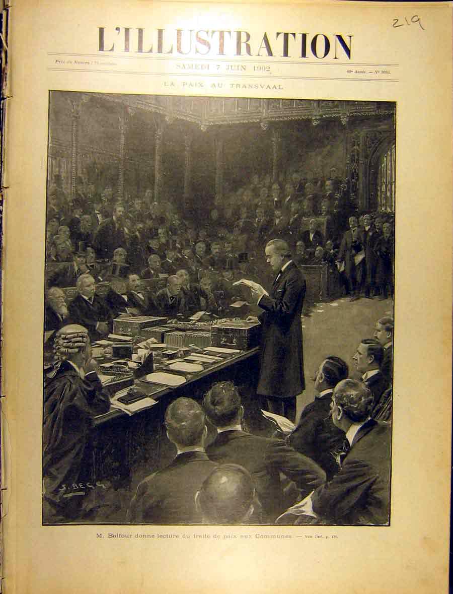 Original Old Antique Print 1902 Balfour Lecture Commons Parliament French 20th
