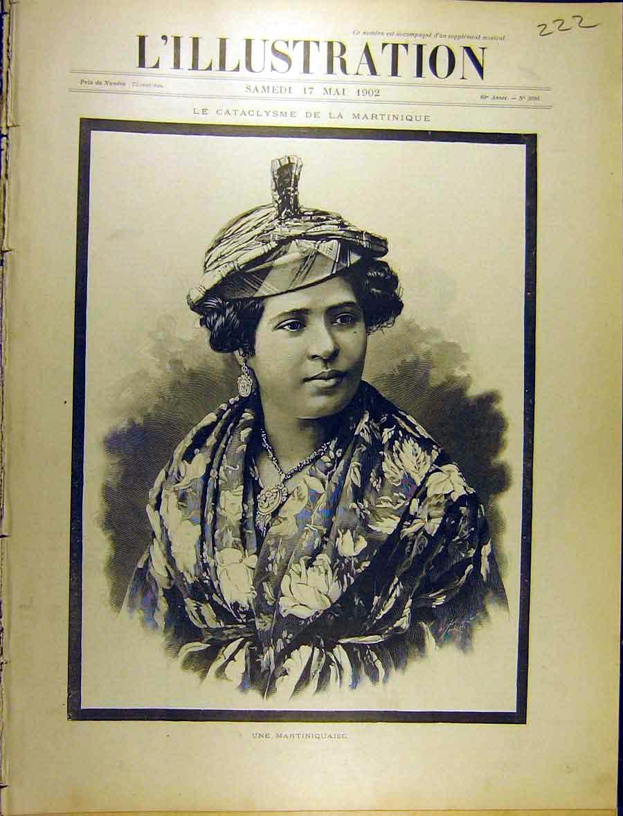 Original Old Antique Print 1902 Portrait Le Cataclysme De La Martinique French