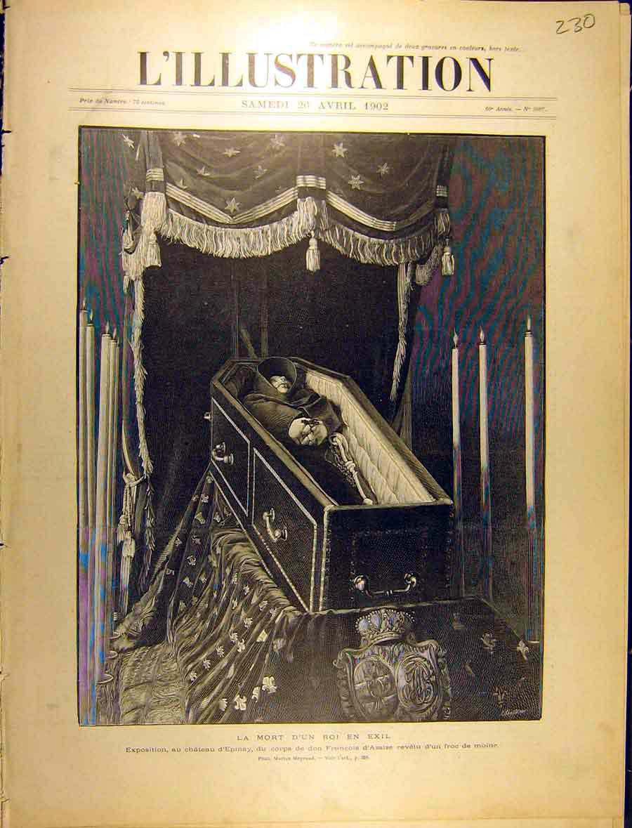 Old Antique Print 1902 Mort D'Un Roi Exil Coffin Francois D'Assise Saint 20th