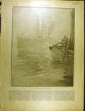 Original Old Antique Print 1902 Ship Sea Le Brouillard En Mer French 20th