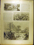 Original Old Antique Print 1902 Garde Civile Tirant Grevistes Rambia Cataluna