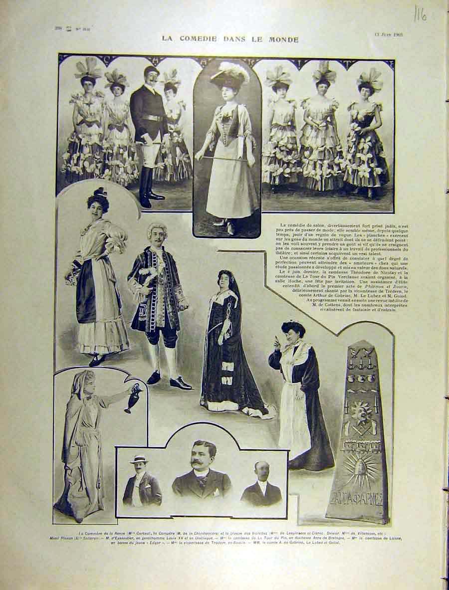 Original Old Antique Print 1903 World Comedy People Actors Commedians 20th