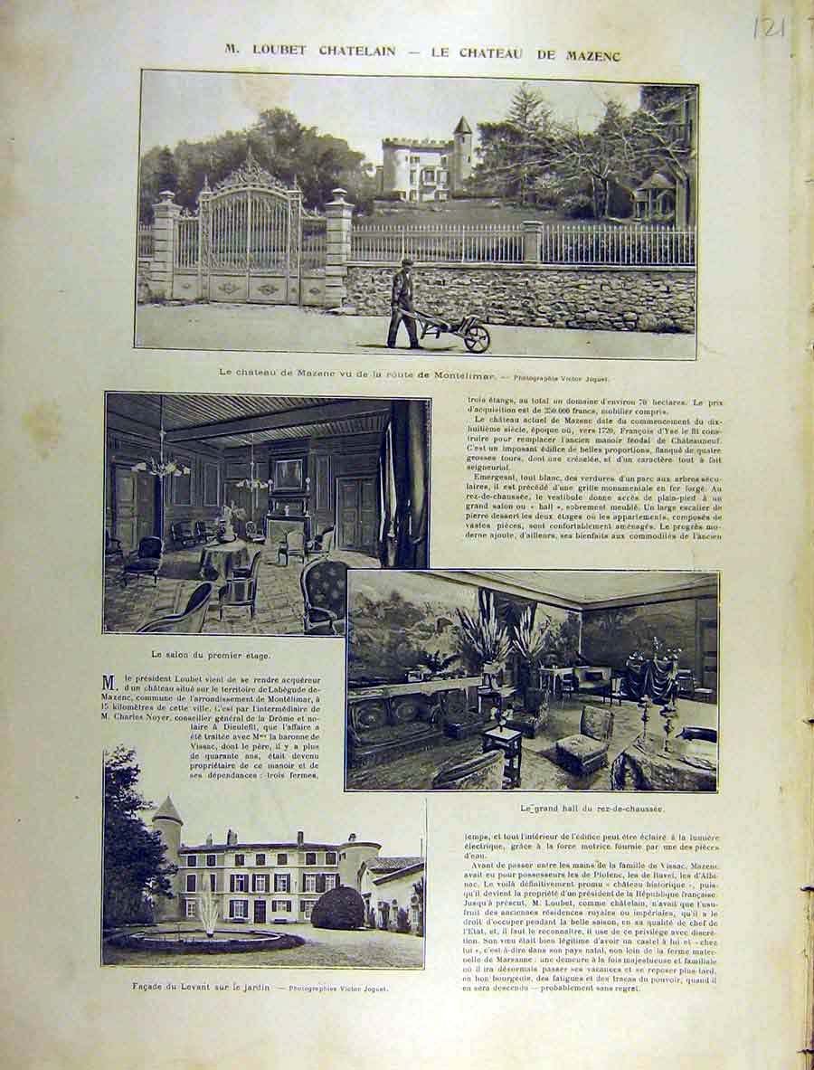 Original Old Antique Print 1903 Chatelain Mazenc Montelimar Building French 20th