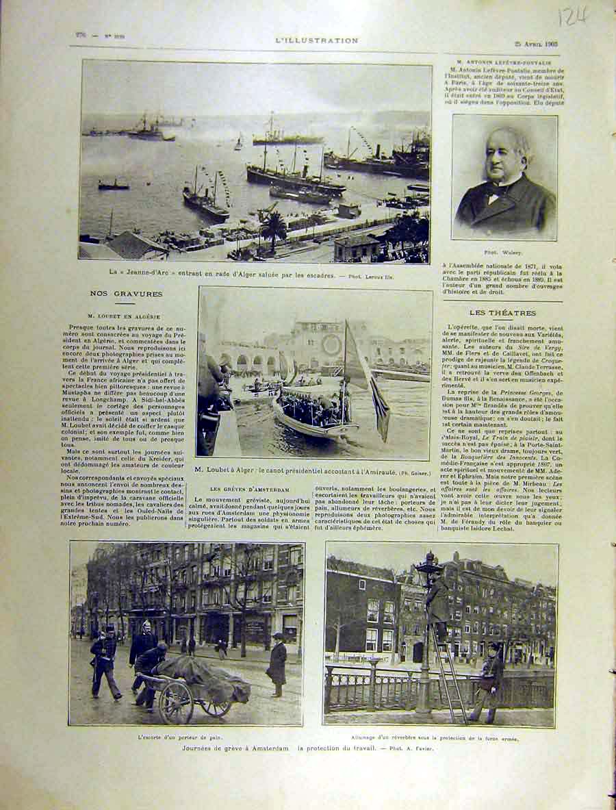 Original Old Antique Print 1903 Jeanne-D'Arc Alger Loubet Amsterdam French 20th