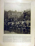 Original Old Antique Print 1903 Loubet Oran Cortege Prefecture French 20th