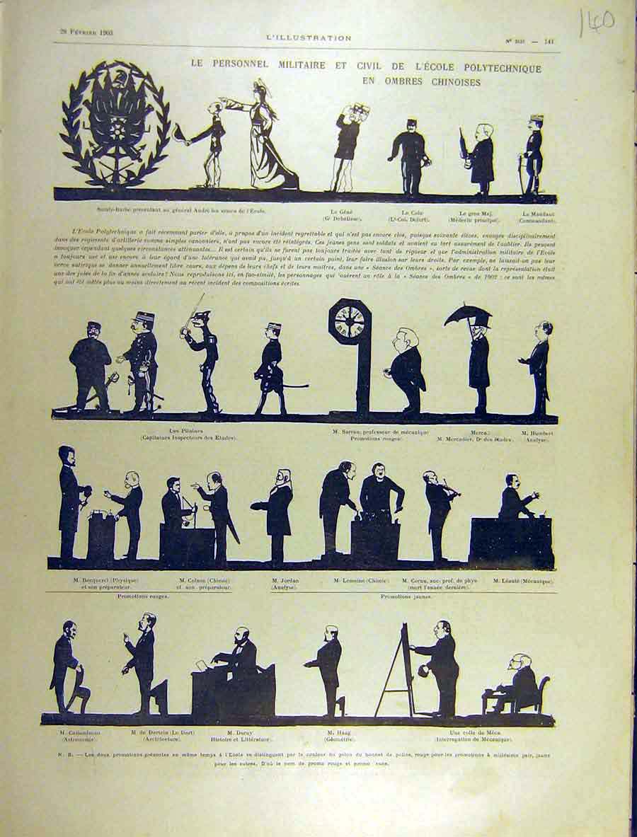 Original Old Antique Print 1903 Military Polytechnic School Skteches Civil 20th