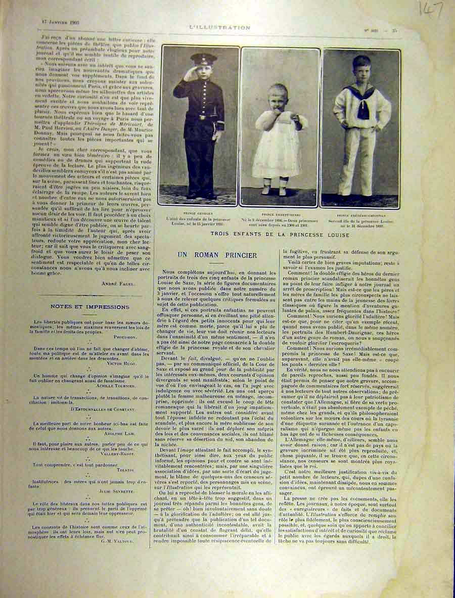 Original Old Antique Print 1903 Princess Louise Prince George Frederic-Christian