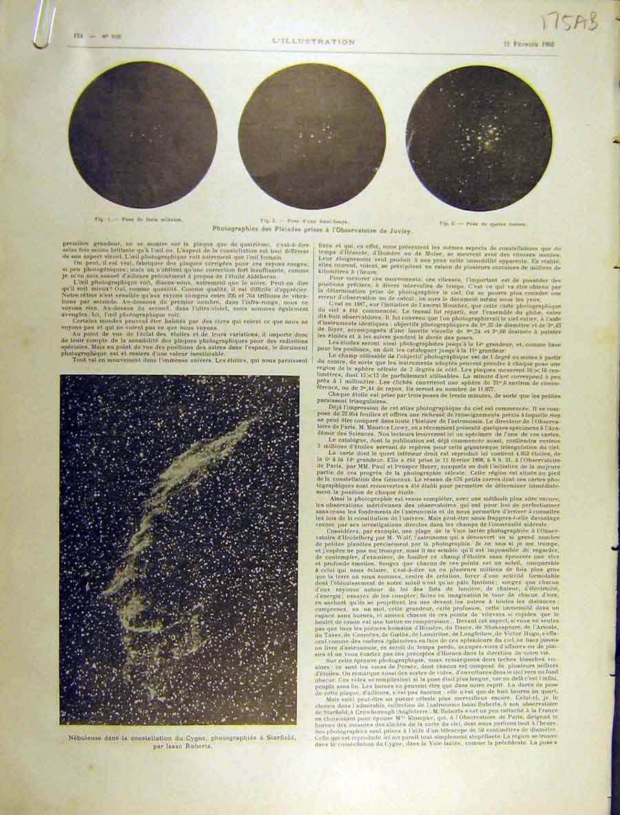 Original Old Antique Print 1903 Galaxy Celestial Constellation Stars French