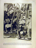 Original Old Antique Print 1903 Train Longchamp Grand-Prix People French 20th