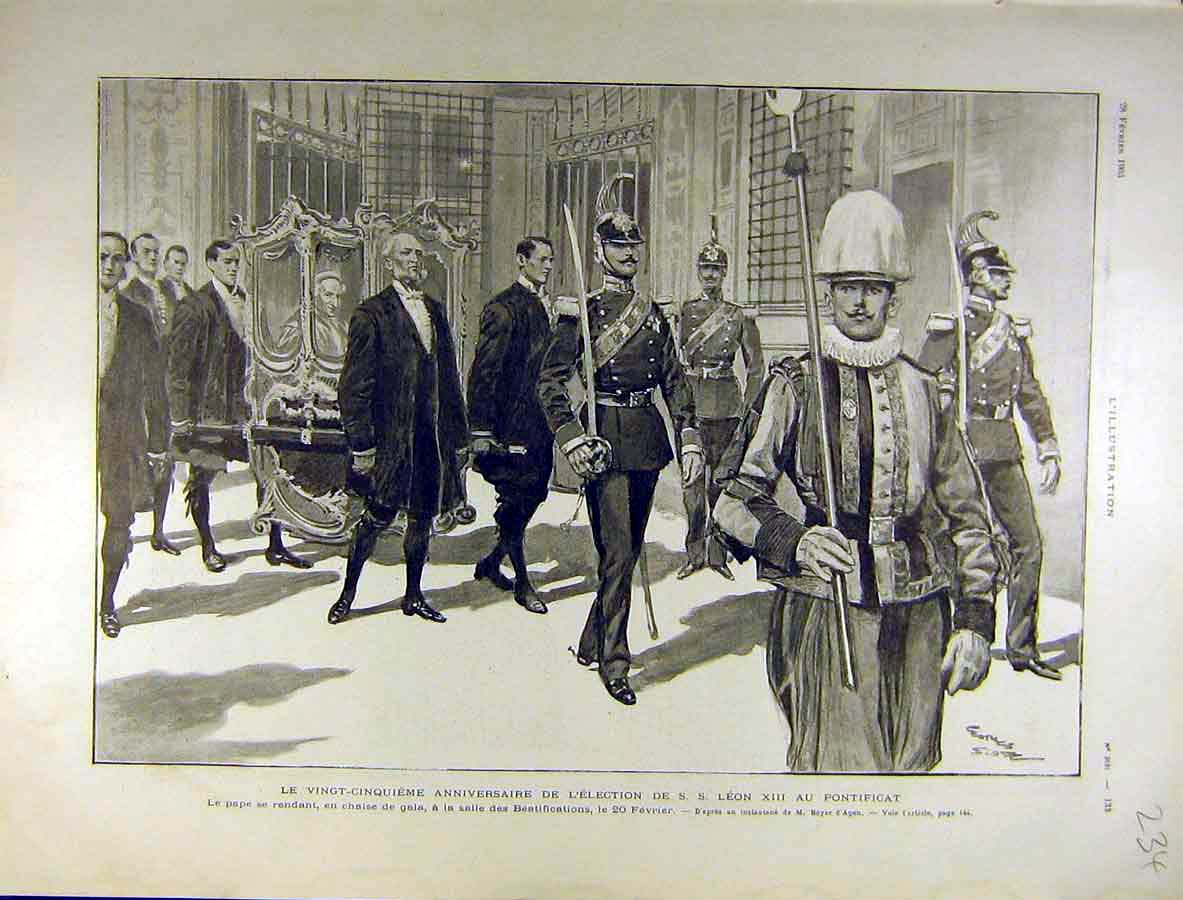 Original Old Antique Print 1903 Pope Leon-Xiii Pontificat Rome Italy Papal 20th
