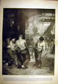 Original Old Antique Print 1904 War Factory Acier Steel Arsenal French 20th