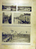 Original Old Antique Print 1904 Floods France Nantes Lyon Sea-Gulls French 20th