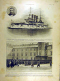 Original Old Antique Print 1904 Naval Combat Ship Port-Arthur Retvisan War 20th