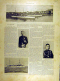 Original Old Antique Print 1904 Toulon Torpedo Ships Nyrod Tsounoda Cruiser Ship