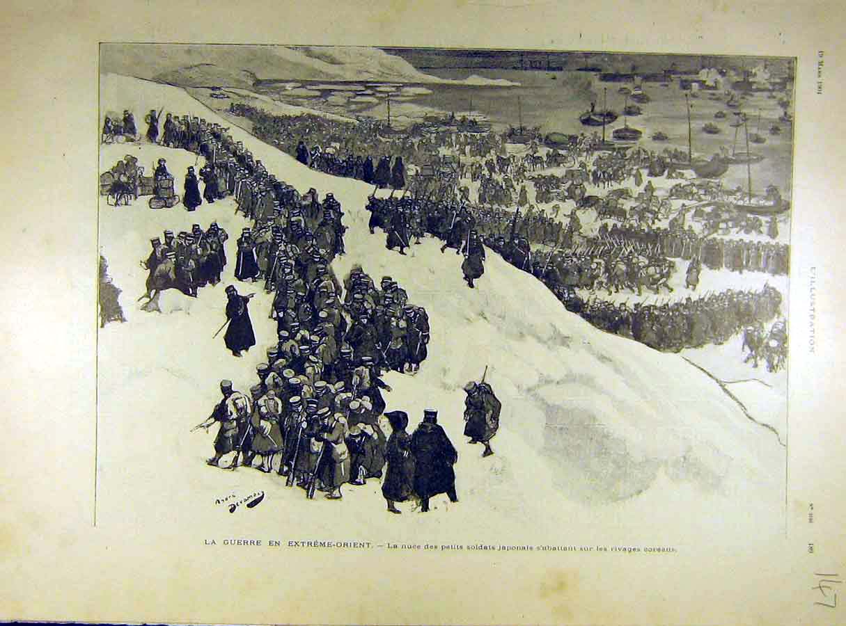 Original Old Antique Print 1904 War Orient Far-East Siers Japanese 20th Century