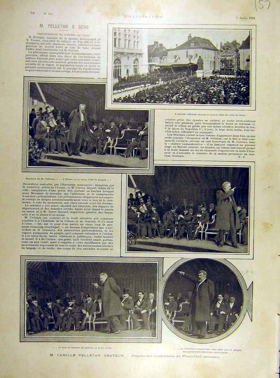 Original Old Antique Print 1904 Pelletan Sens Speaker Photo-Club French 20th