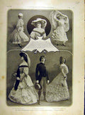 Original Old Antique Print 1904 Strauss Opera Variety Theatre Ladies French 20th