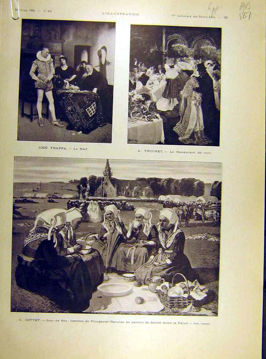 Original Old Antique Print 1904 Fine Art Frappa Truchet Cottet Gilbert 20th