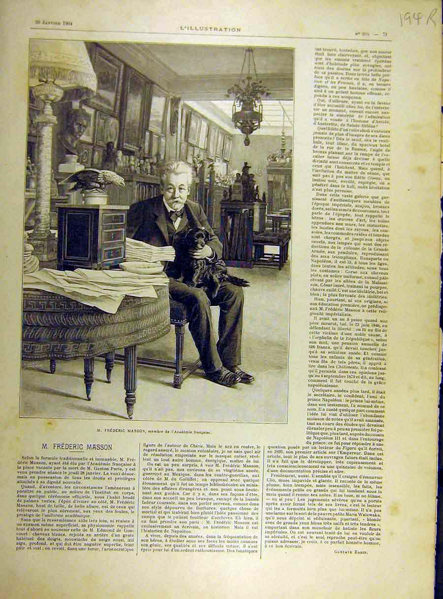 Original Old Antique Print 1904 Masson French Academy Portrait 20th Century