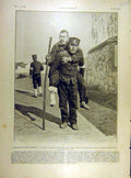 Original Old Antique Print 1904 War Lendemain Japanese Sier Yalou Ambulance