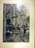 Old Antique Print 1904 Henri-Louvet Jacquerie Castle War Battle Fine Art 20th