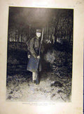 Original Old Antique Print 1904 Sentinel Japanese Woods Guard Forest French 20th
