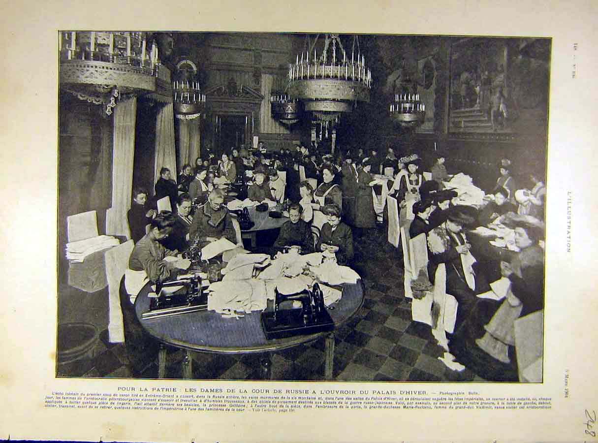 Original Old Antique Print 1904 Winter-Palace Russian Women War French Page 20th
