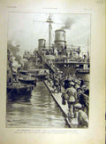 Original Old Antique Print 1904 Armaments Japan Italy Japanese Siers Troops 20th